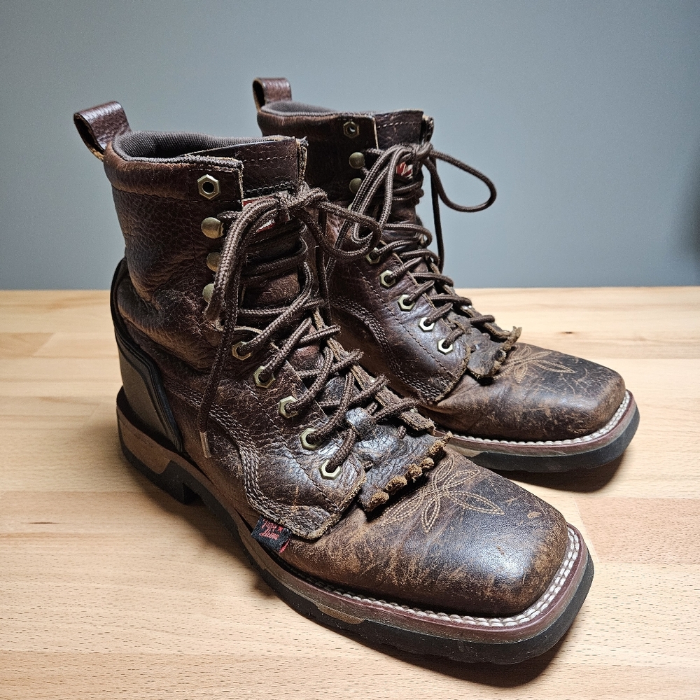Tony Lama TLX Western Brown Leather Work Boots Bark Men’s Shoes 9D